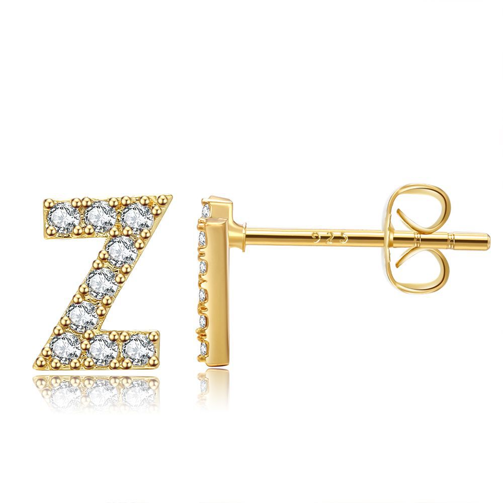 Letter Stud Earrings - Gold