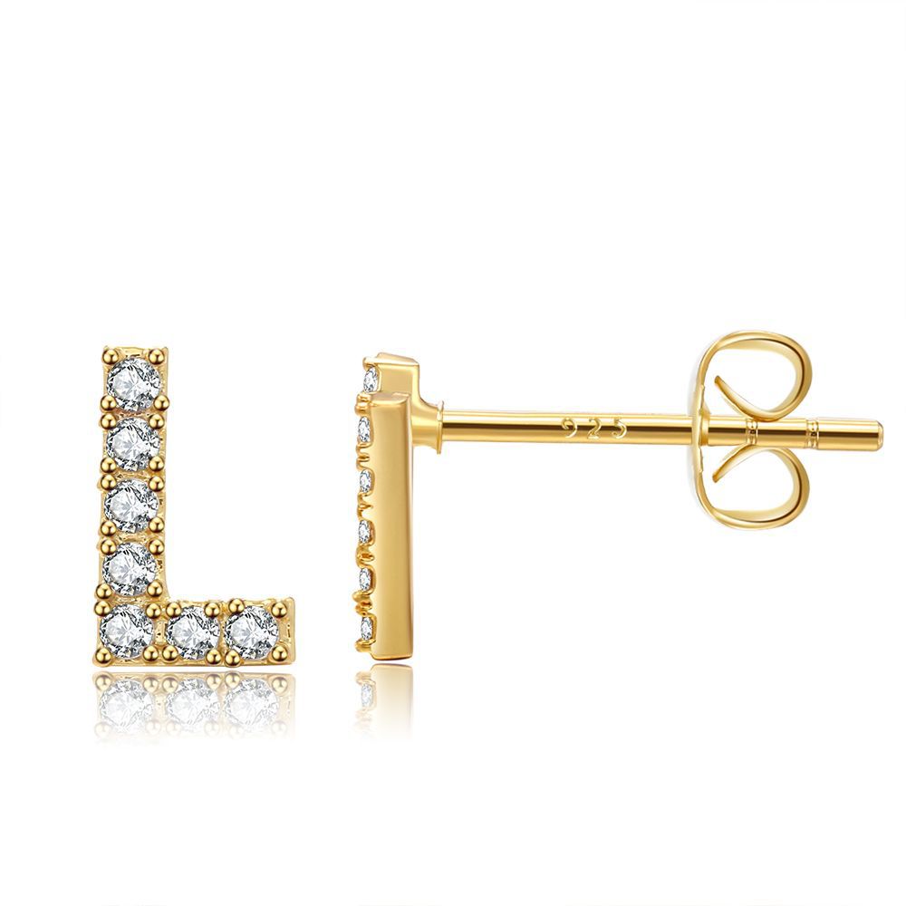 Letter Stud Earrings - Gold