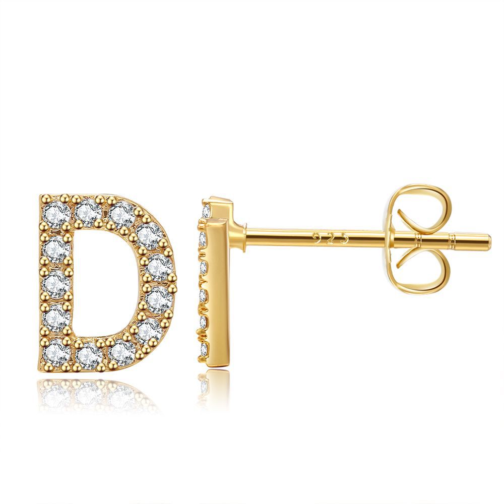 Letter Stud Earrings - Gold