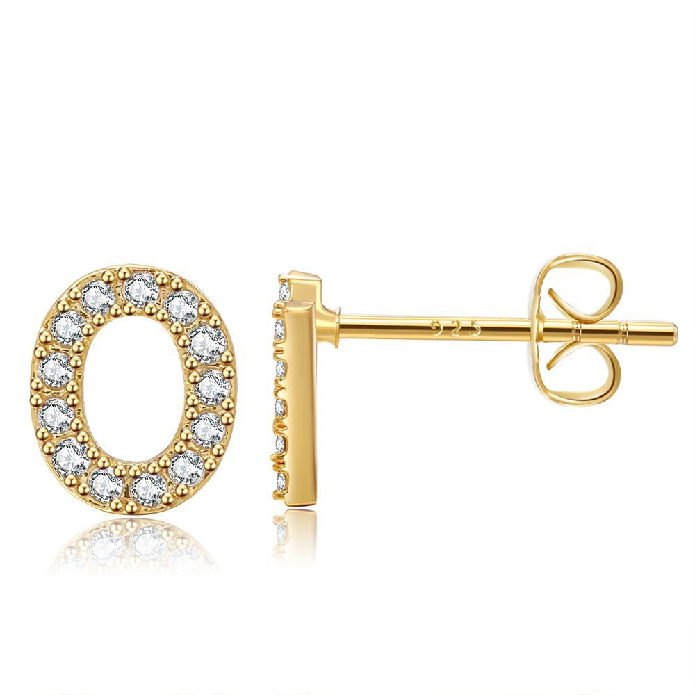 Letter Stud Earrings - Gold