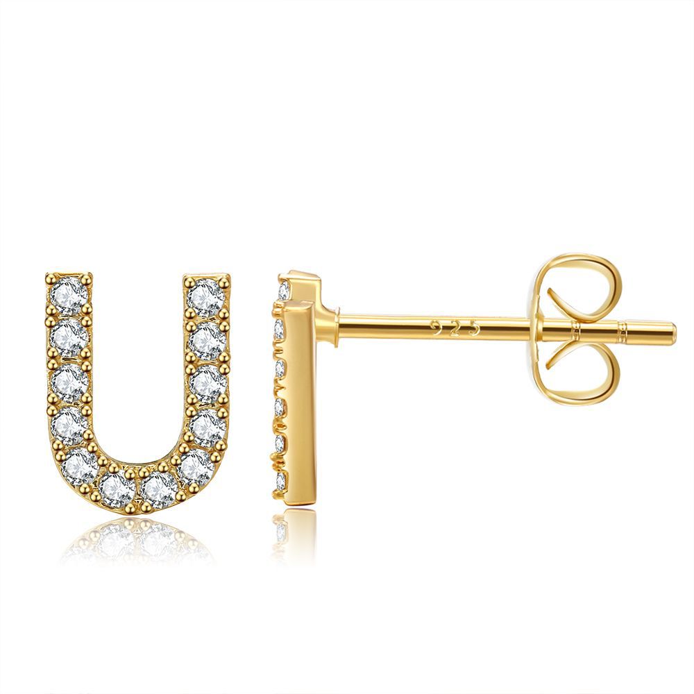 Letter Stud Earrings - Gold