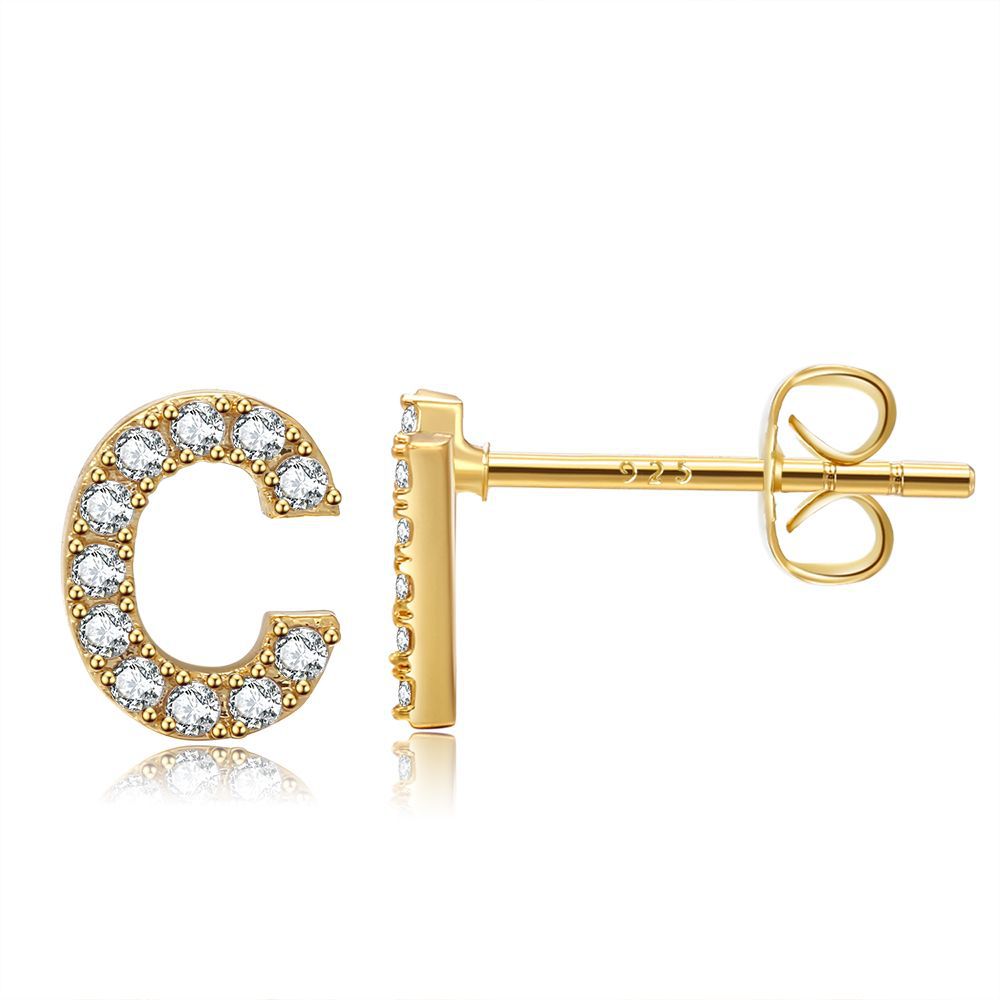Letter Stud Earrings - Gold