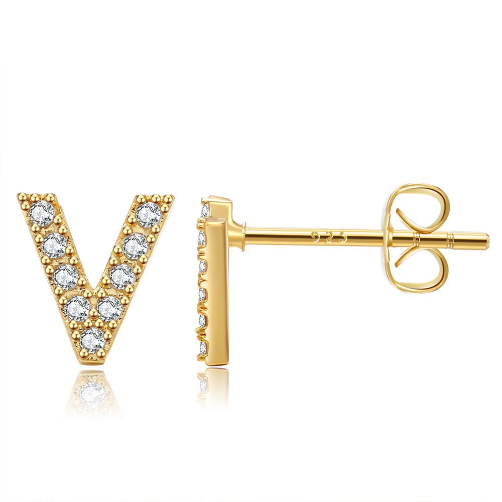 Letter Stud Earrings - Gold