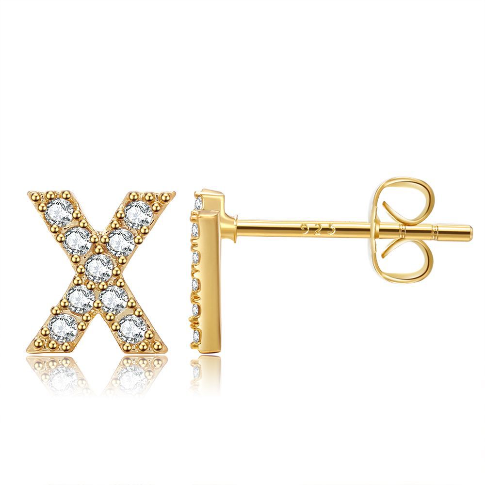 Letter Stud Earrings - Gold