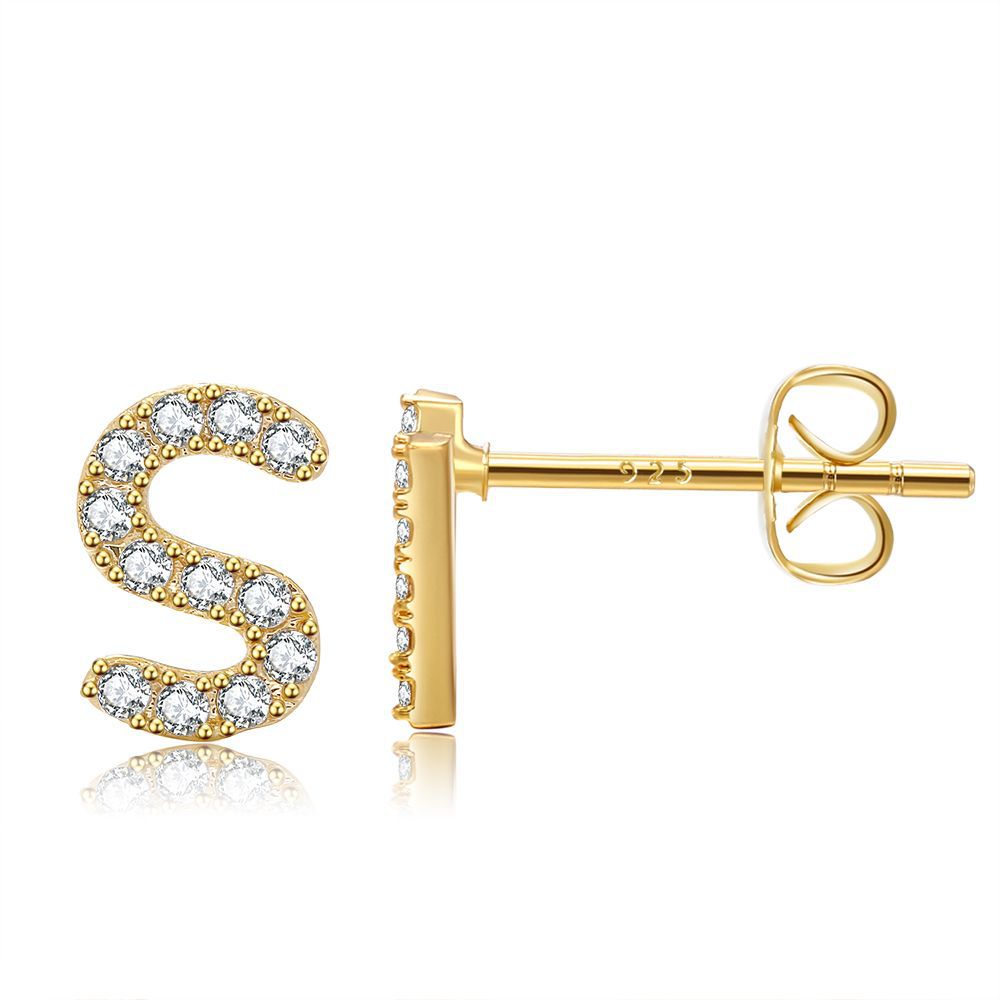 Letter Stud Earrings - Gold