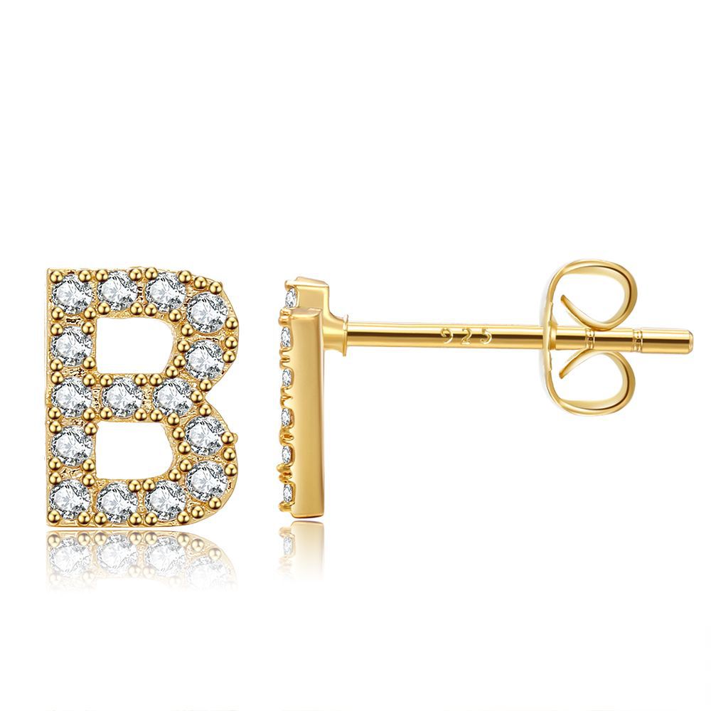 Letter Stud Earrings - Gold