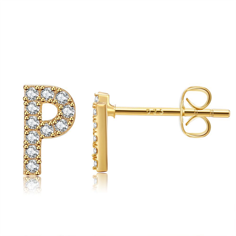 Letter Stud Earrings - Gold