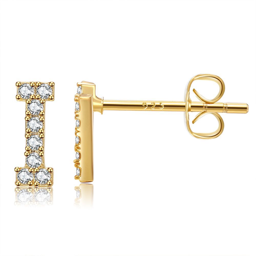 Letter Stud Earrings - Gold