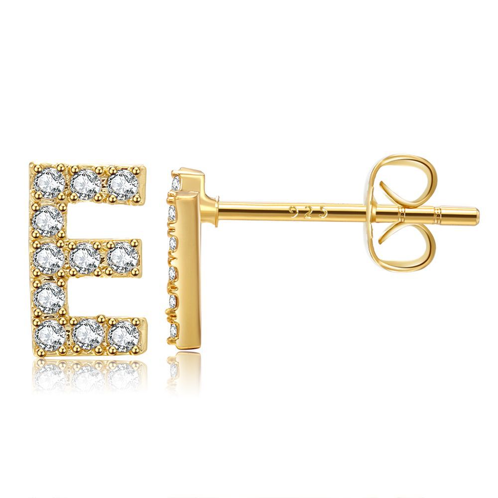 Letter Stud Earrings - Gold