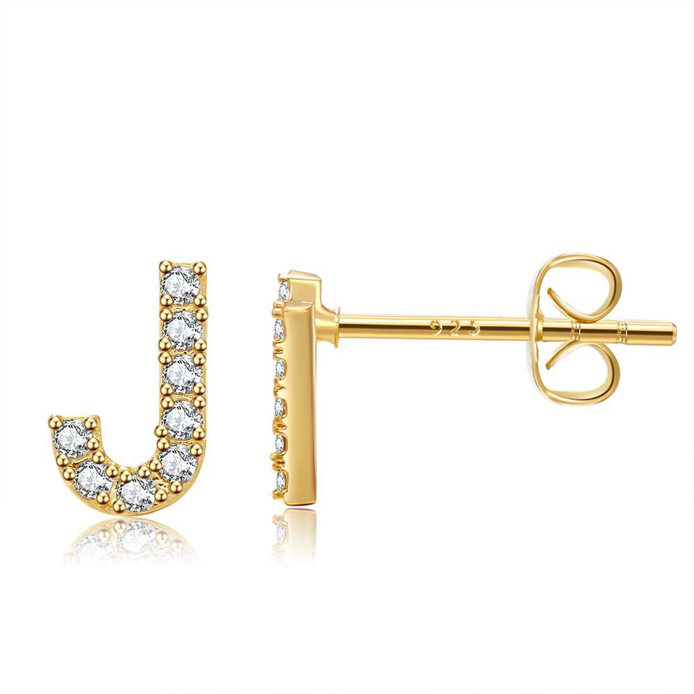 Letter Stud Earrings - Gold
