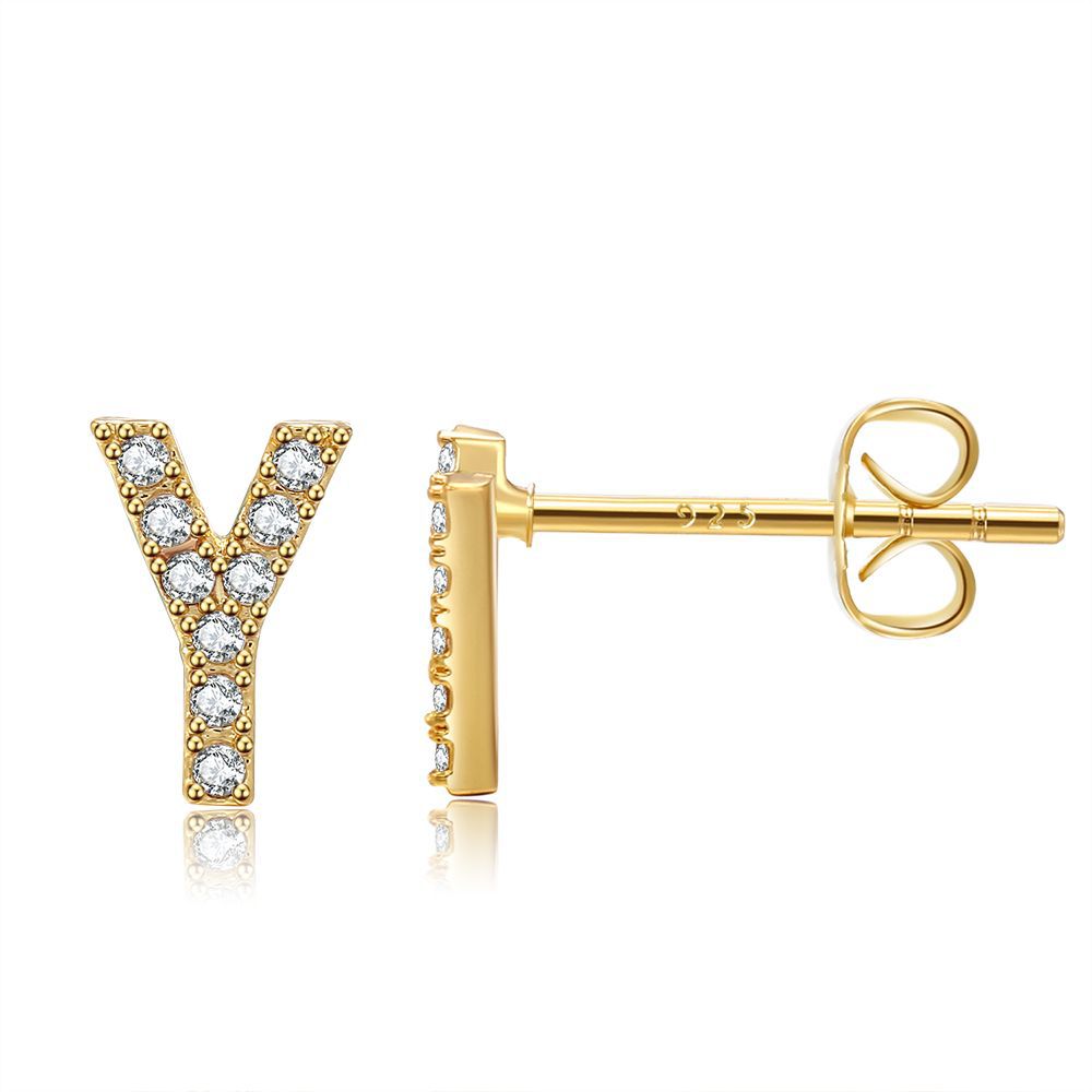 Letter Stud Earrings - Gold