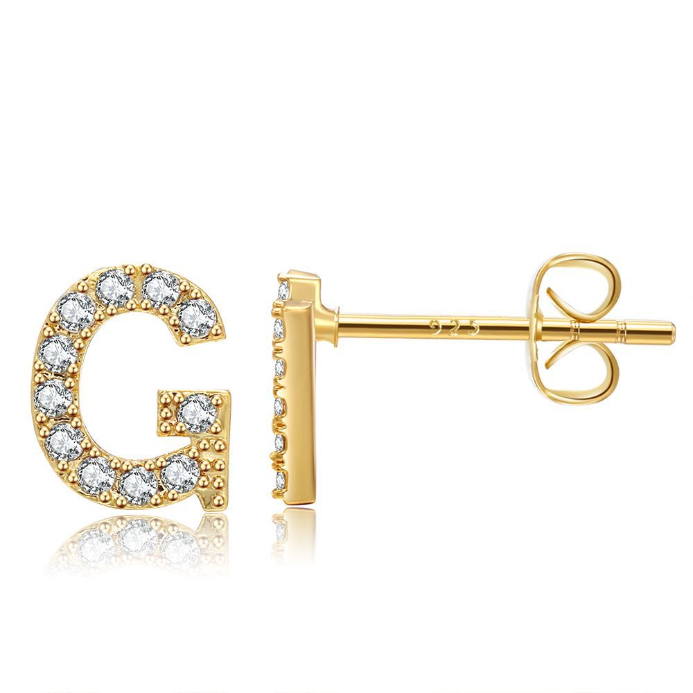 Letter Stud Earrings - Gold